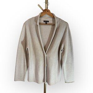 Eileen Fisher Merino Wool Rolled Hem Cardigan 2-Button in Sand/Tan Womens MD